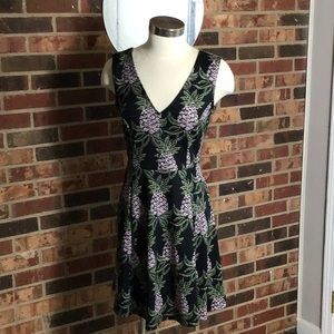 NWT. H&M  black and pink pineapple skater dress